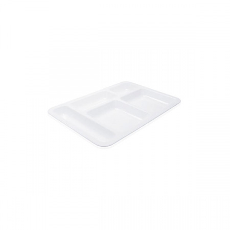 Поднос с отделениями 4+1, 40х28см, поликарбонат, белый